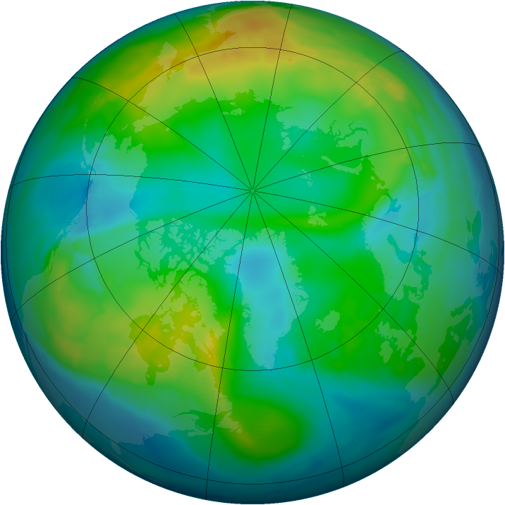 Arctic ozone map for 22 November 2010